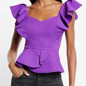 Express Elegant Purple Ruffle Top